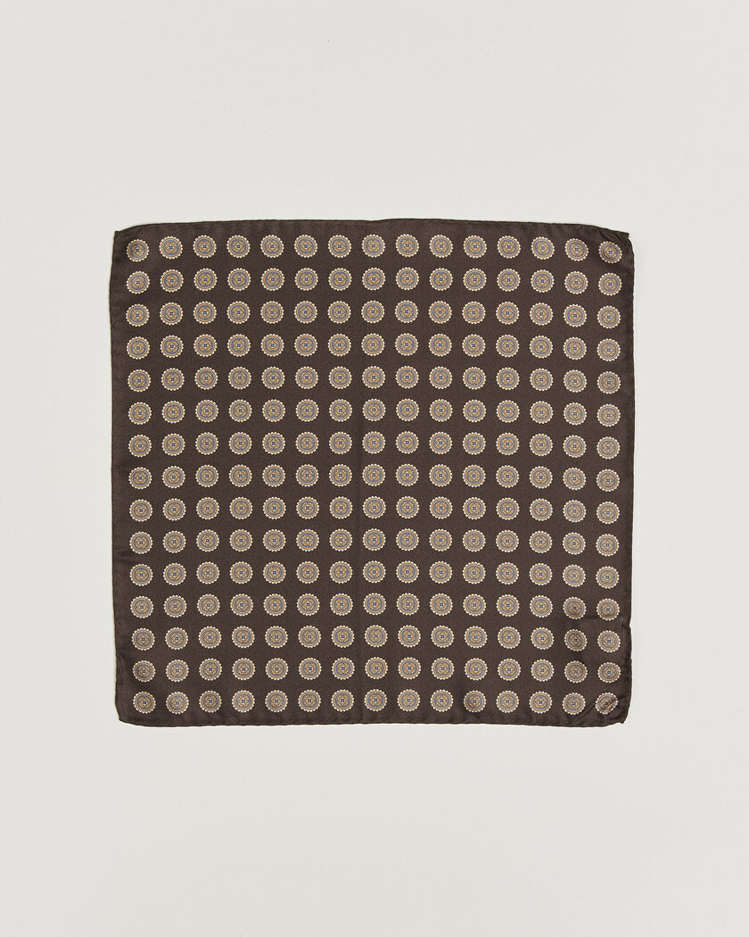 Amanda Christensen Silk Twill Medallion Pocket Square Brown – Brun