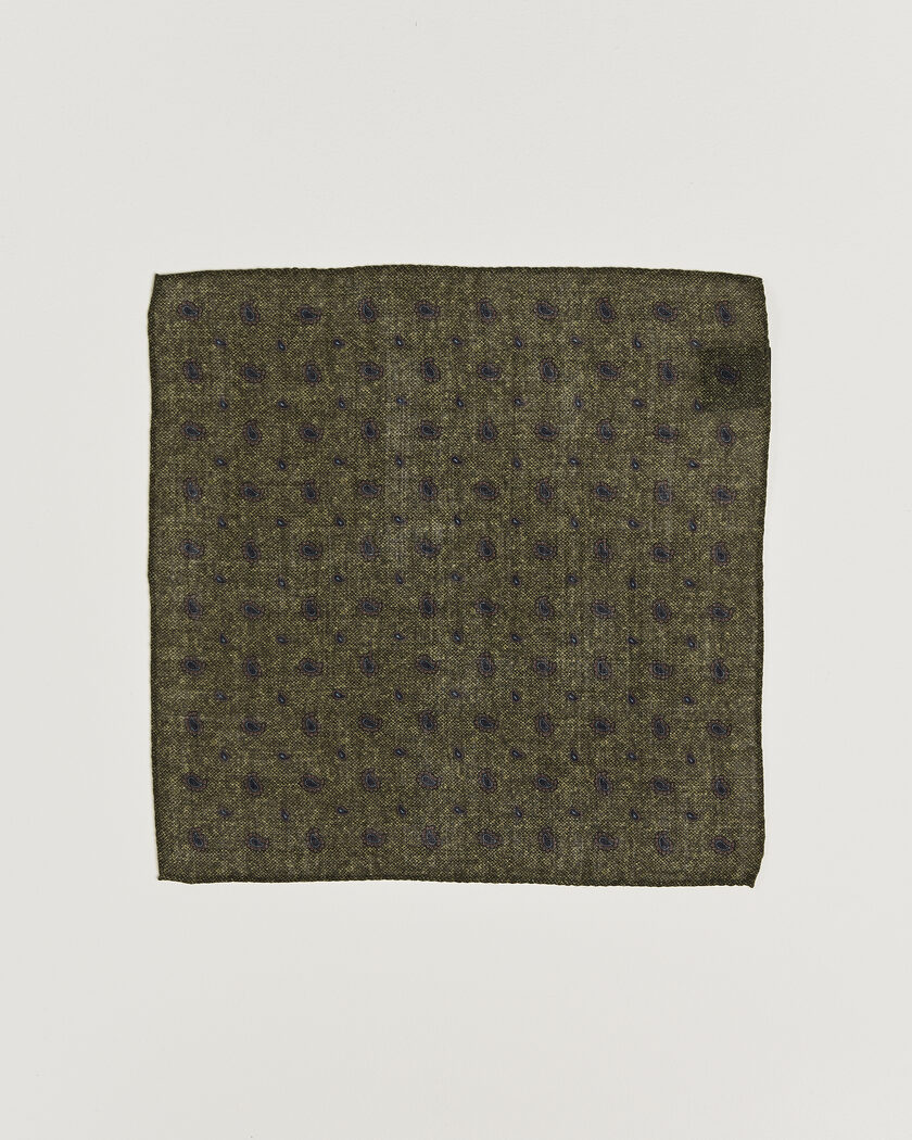 Amanda Christensen Wool Paisley Pocket Square Green – Grøn