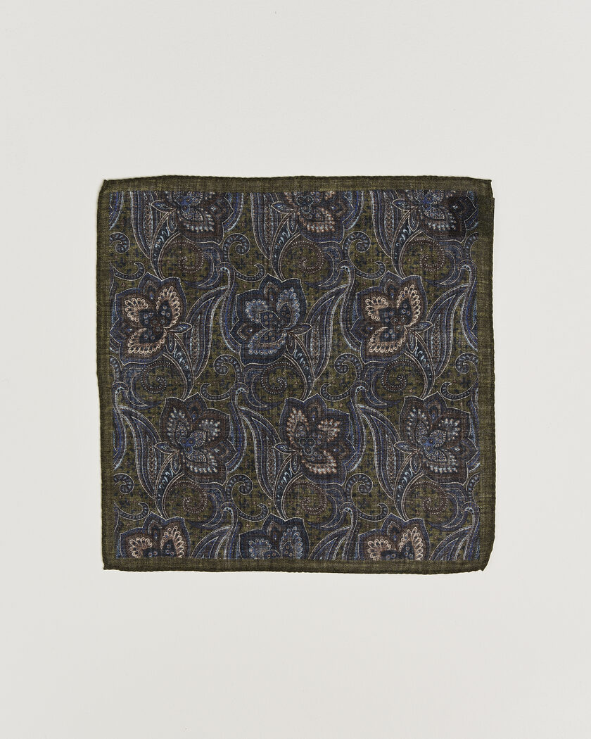 Amanda Christensen Wool Large Paisley Pocket Square Green – Grøn
