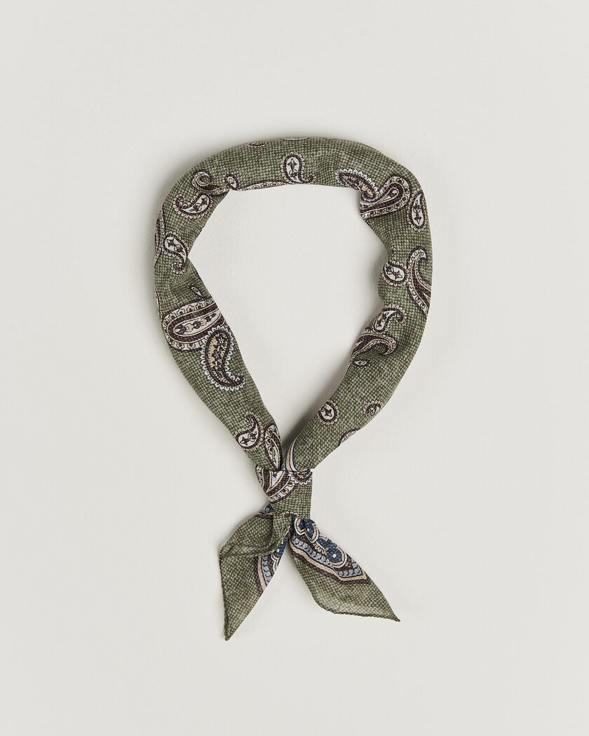 Amanda Christensen Cotton Voile Printed Paisley Bandana Green – Grøn