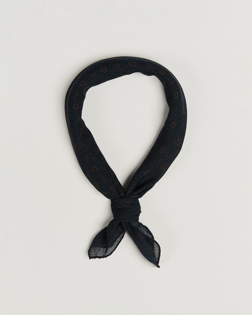 Amanda Christensen Wool Printed Paisley Bandana Navy – Blå