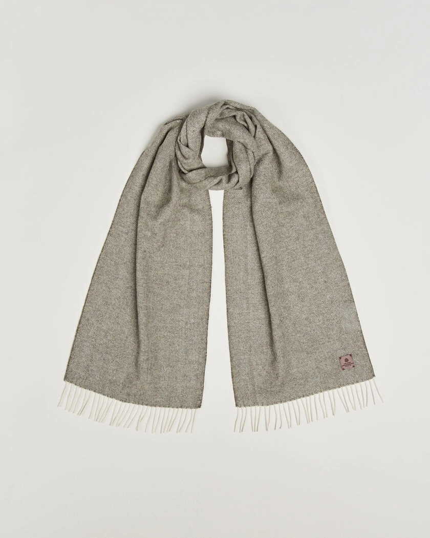 Amanda Christensen Wool Herringbone Scarf Green – Grøn