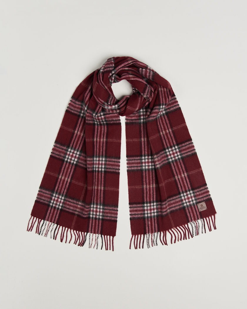 Amanda Christensen Wool Check Scarf Bordeaux – Rød