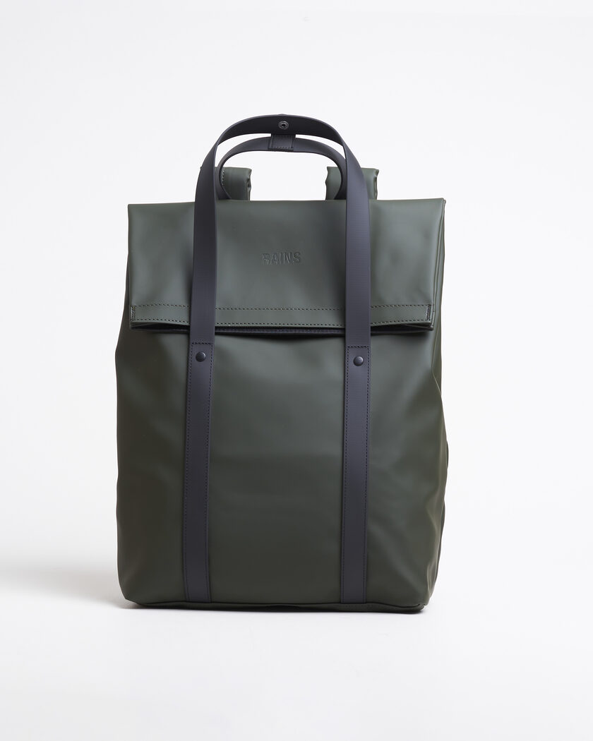 RAINS 2 Way Tote Backpack Black Green – Grøn