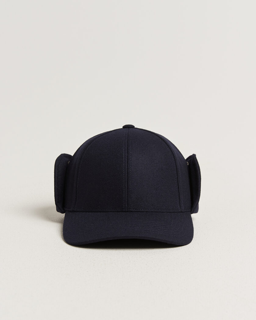 Varsity Headwear Merino Wool Earflap Baseball Cap Dark Navy – Blå