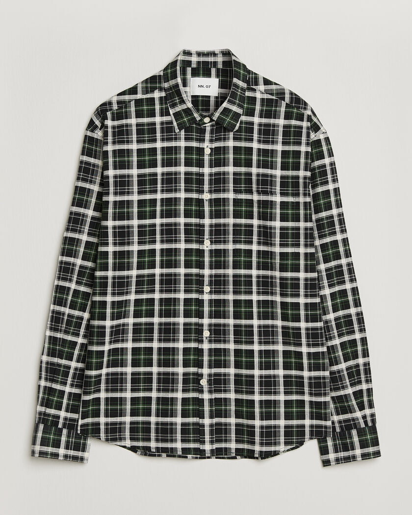 NN07 Deon Cotton Checked Shirt Fern Green – Grøn