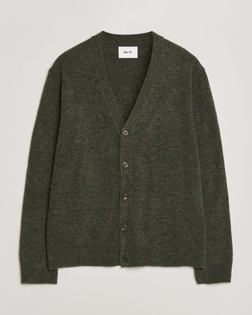 NN07 Gavin Brushed Wool Knitted Cardigan Dark Army – Grøn