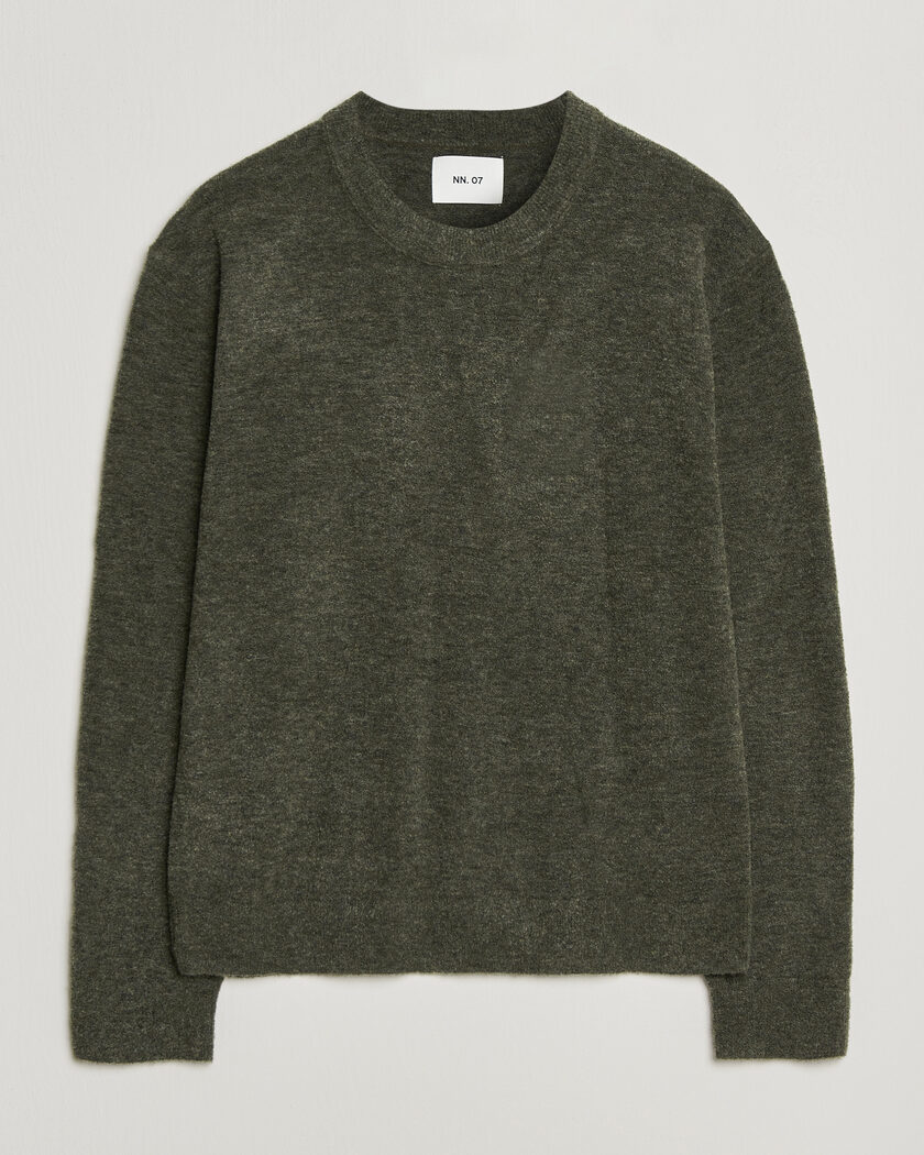 NN07 Gavin Brushed Wool Knitted Sweater Dark Army – Grøn