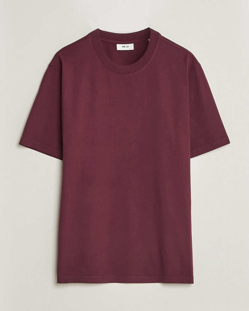 NN07 Adam Crew Neck T-Shirt Winetasting – Rød