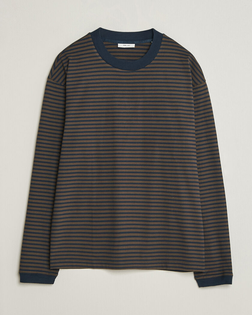 NN07 Lionel Striped Long Sleeve T-Shirt Navy/Brown – Flerfarvet