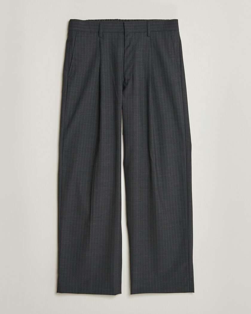 NN07 Kay Wool Pinstriped Trousers Dark Grey – Grå