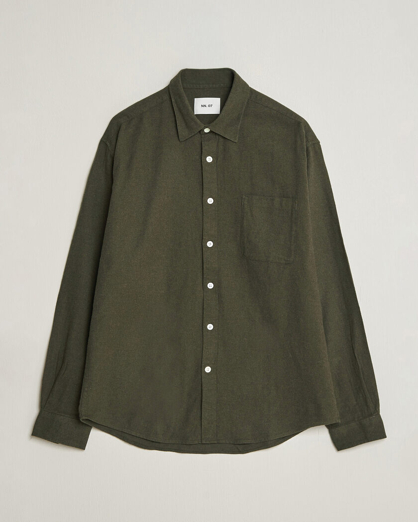 NN07 Dino Brushed Flannel Shirt Dark Army – Grøn