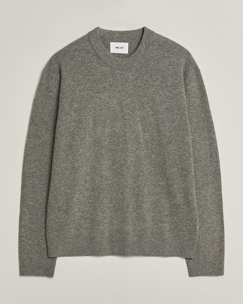 NN07 Raz Lambswool Knitted Sweater Grey Melange – Grå