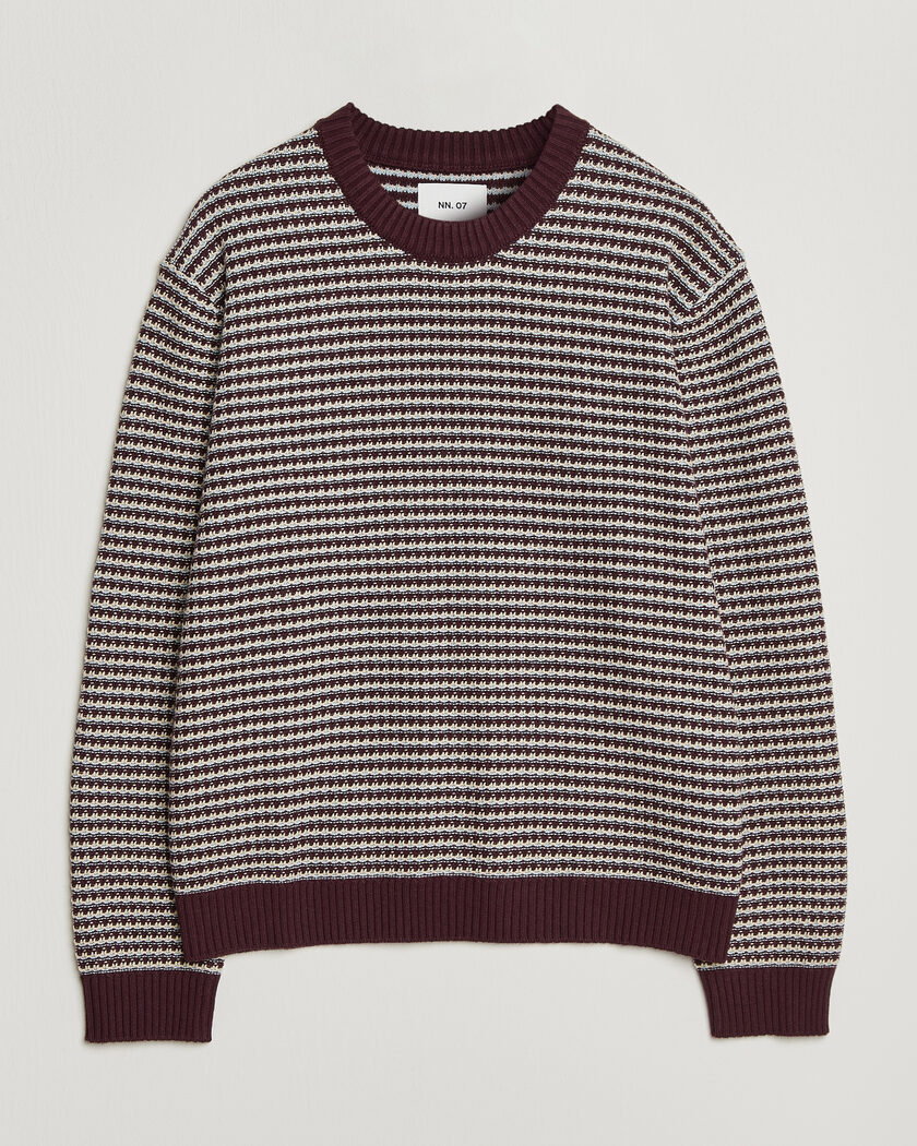 NN07 Russell Cotton/Wool Structured Sweater Winetasting – Rød