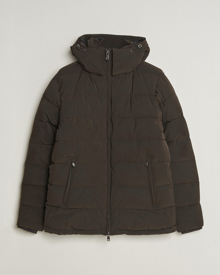 Oscar Jacobson Hooded Puffer Jacket Brown – Brun