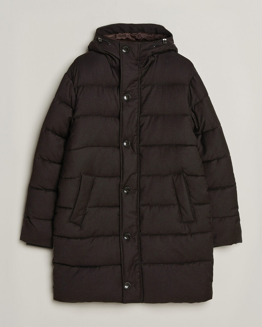 Oscar Jacobson Padded Flannel Parka Brown – Brun
