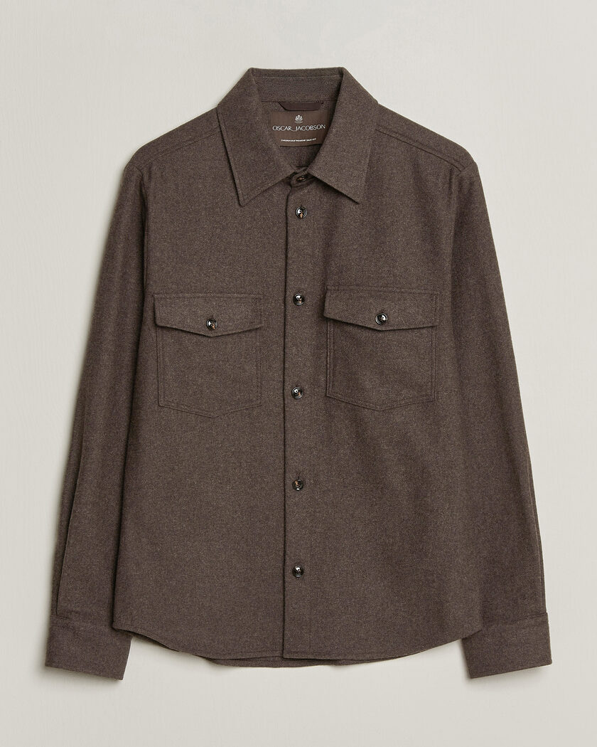 Oscar Jacobson Magnus Wool Shirt Jacket Brown – Brun