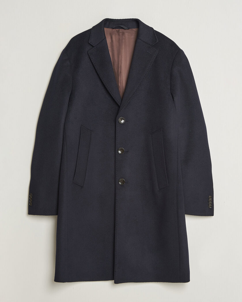Oscar Jacobson Single Breasted Wool Coat Navy – Blå