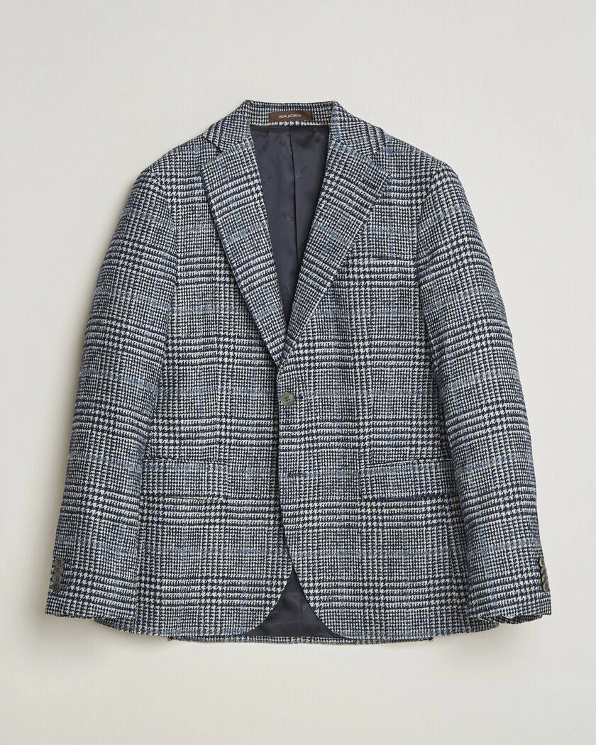Oscar Jacobson Fogerty Checked Wool/Alpaca Blazer Blue – Blå