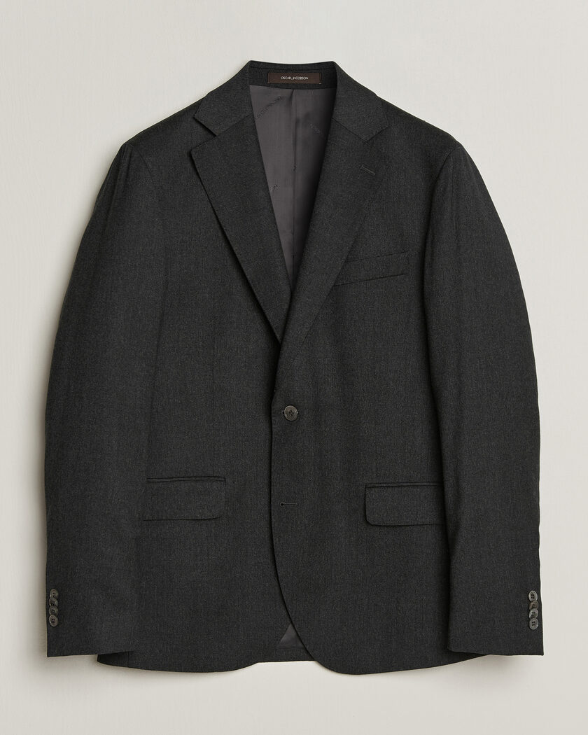 Oscar Jacobson Fogerty Wool Flannel Blazer Charcoal – Grå
