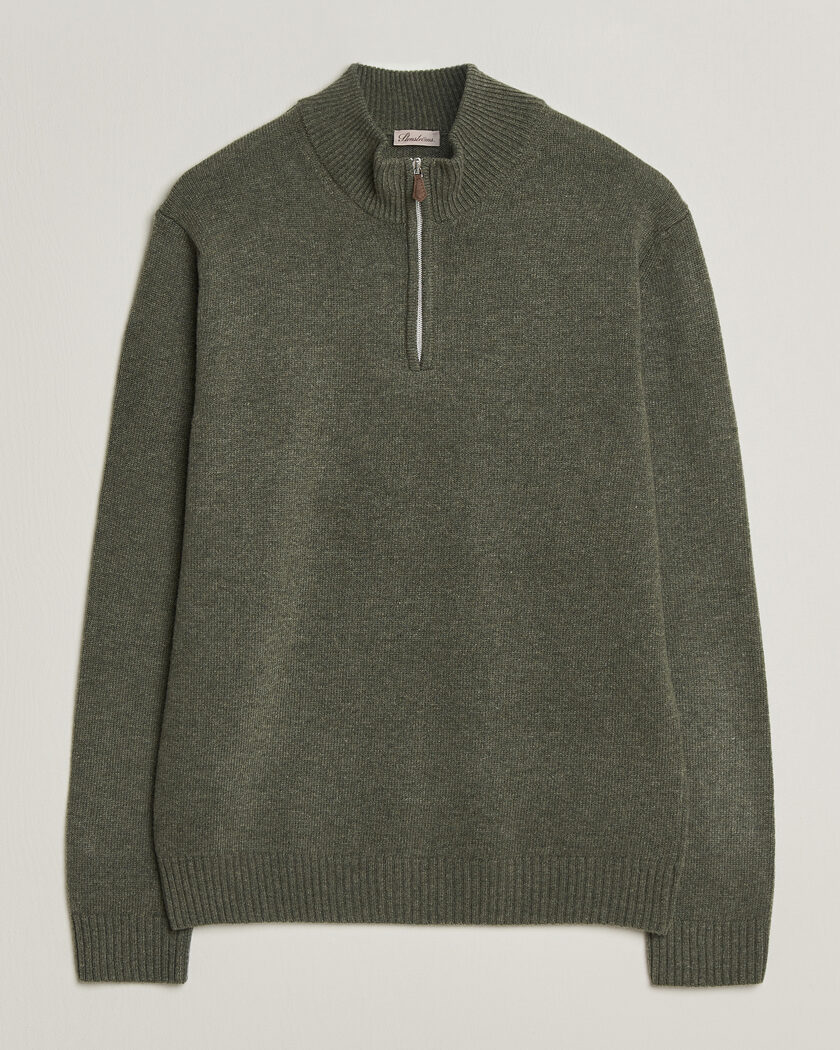 Stenströms Brushed Merino Half-Zip Green – Grøn