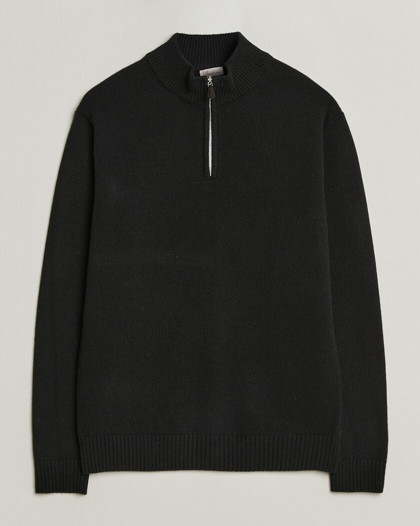 Stenströms Brushed Merino Half-Zip Black – Sort
