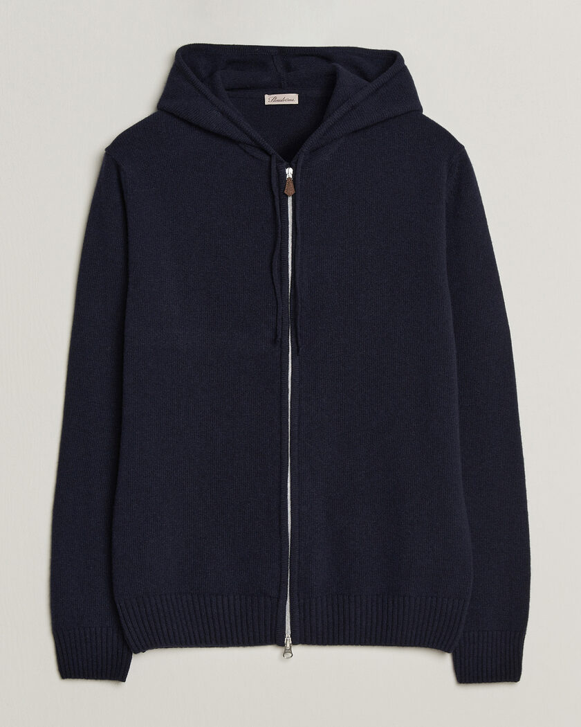 Stenströms Brushed Merino Full-Zip Hood Navy – Blå