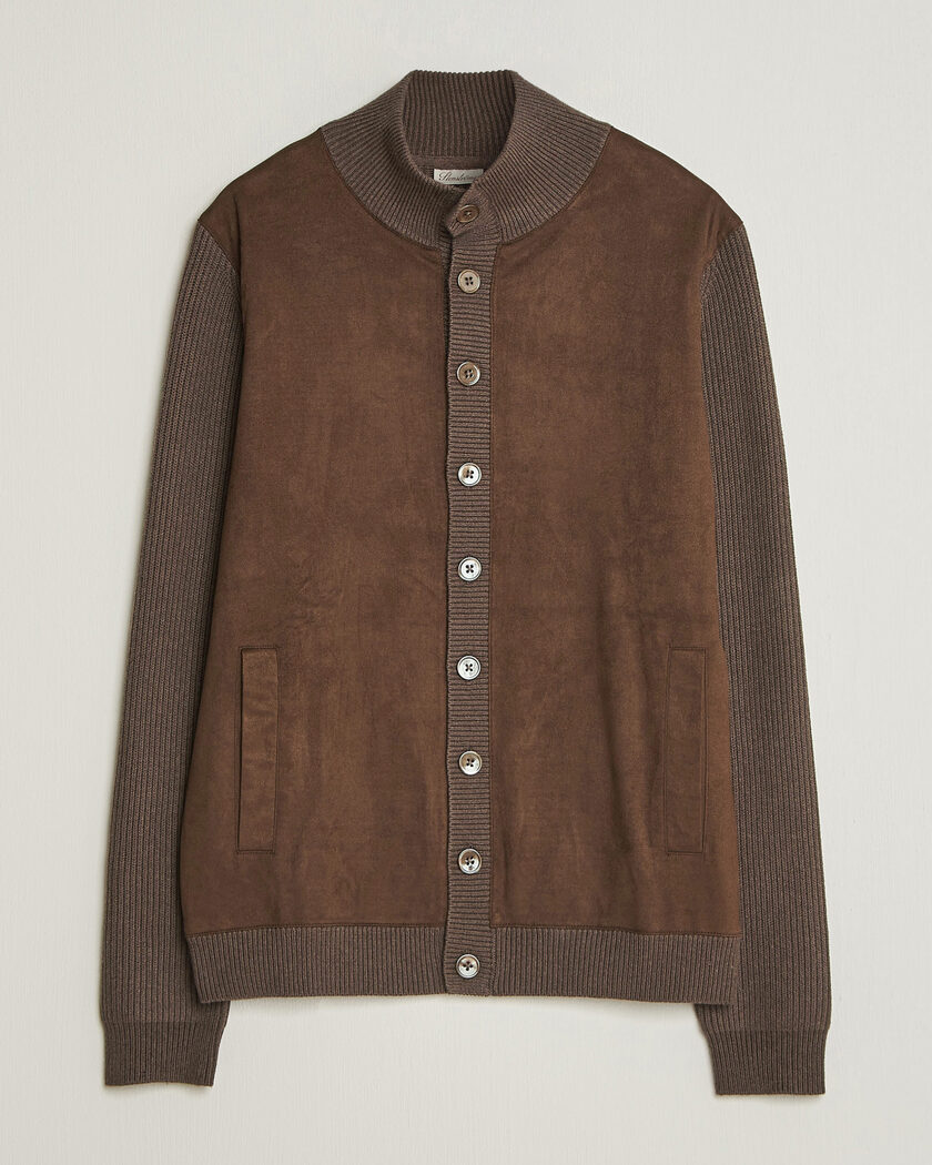 Stenströms Knitted Hybrid Alcantara Jacket Brown – Brun