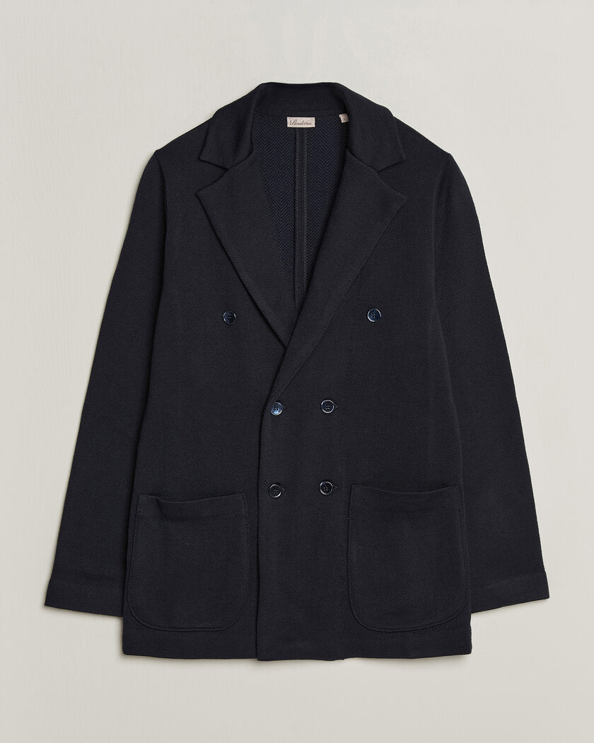 Stenströms Knitted Herringbone DB Wool Blazer Navy – Blå