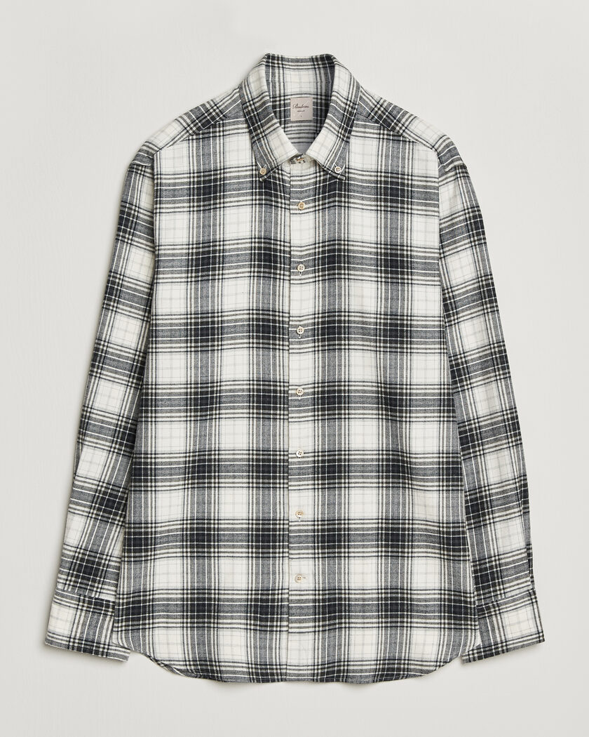 Stenströms Regular Fit Check Button Down Flannel Shirt Grey – Grå