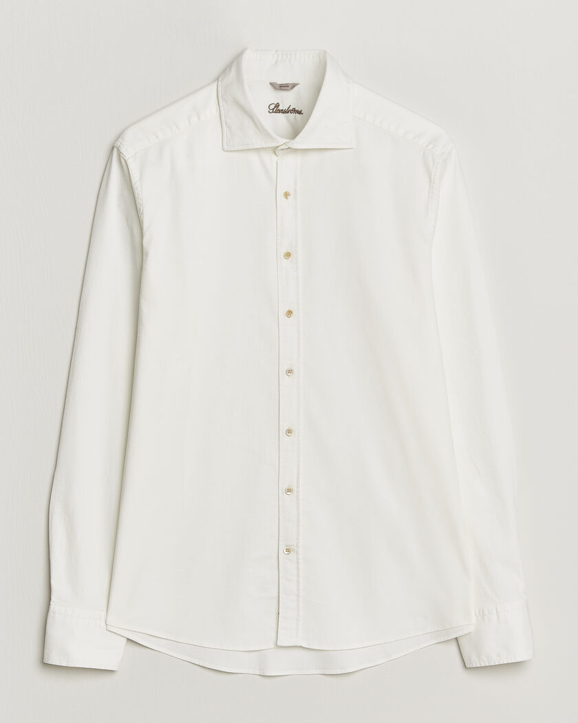 Stenströms Slimline Garment Washed Shirt Off White Denim – Hvid