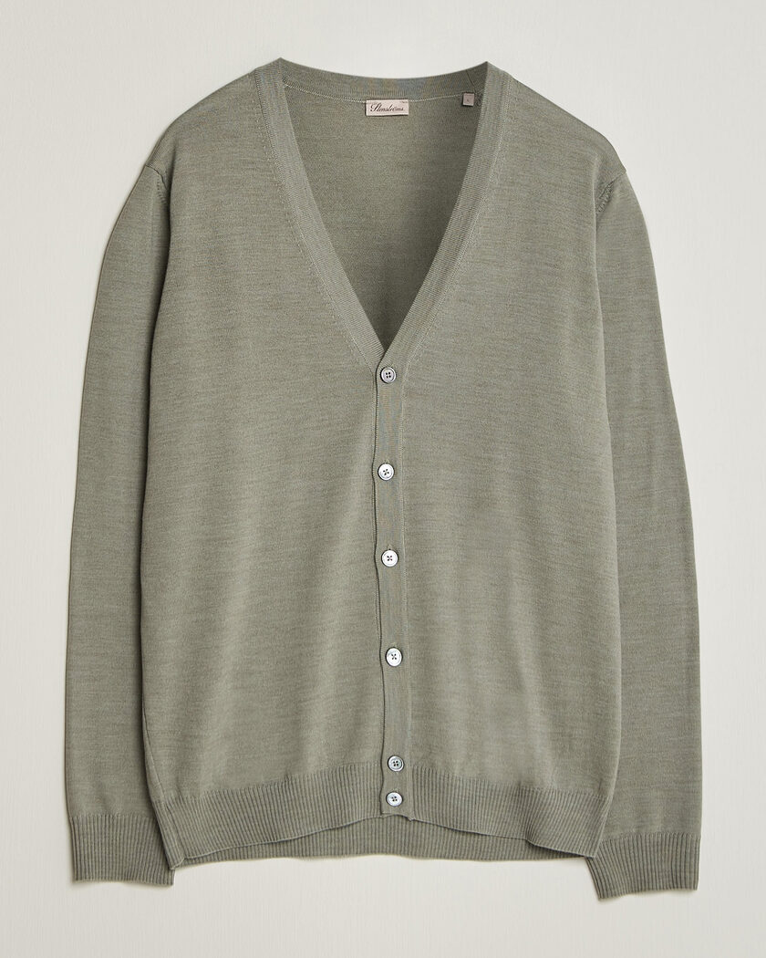 Stenströms Merino Cardigan Green/Grey – Grøn