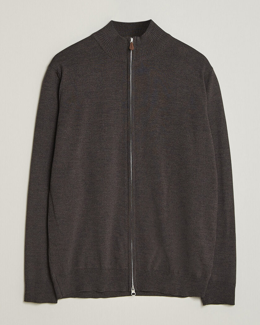 Stenströms Merino Full Zip Dark Brown – Brun