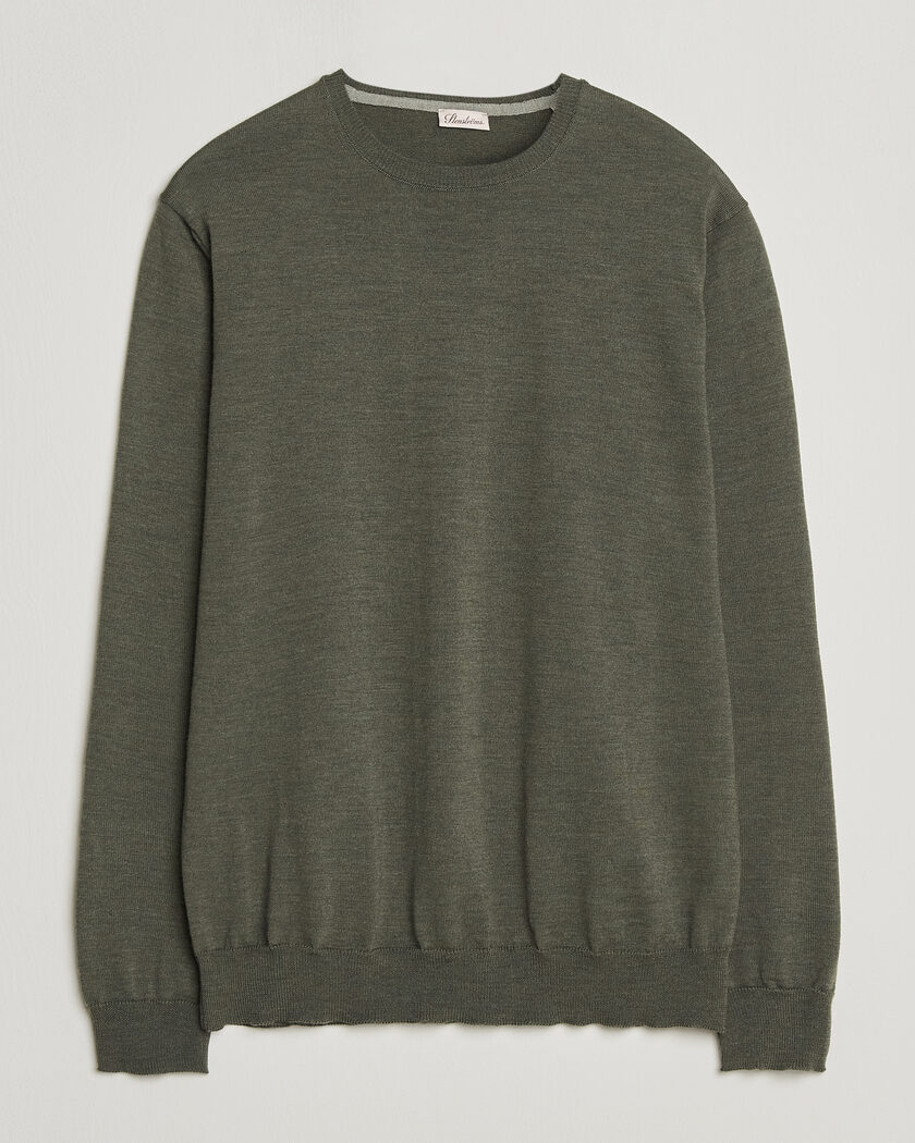 Stenströms Merino Patch Crew Neck Dark Green – Grøn