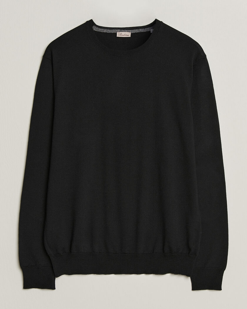 Stenströms Merino Patch Crew Neck Black – Sort