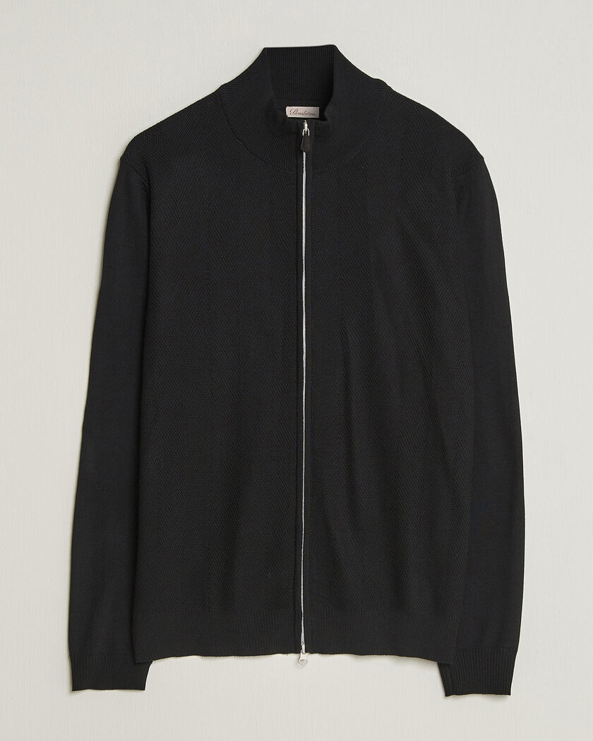 Stenströms Merino Herringbone Full Zip Black – Sort