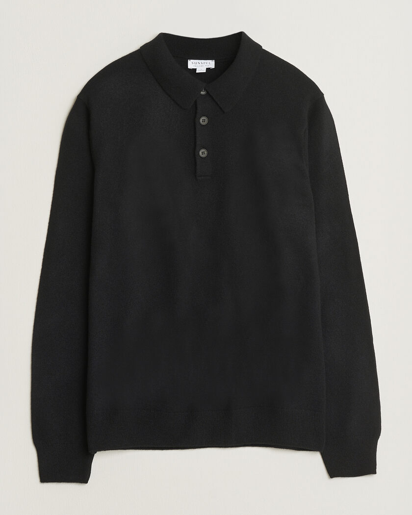 Sunspel Cashmere Polo Black – Sort
