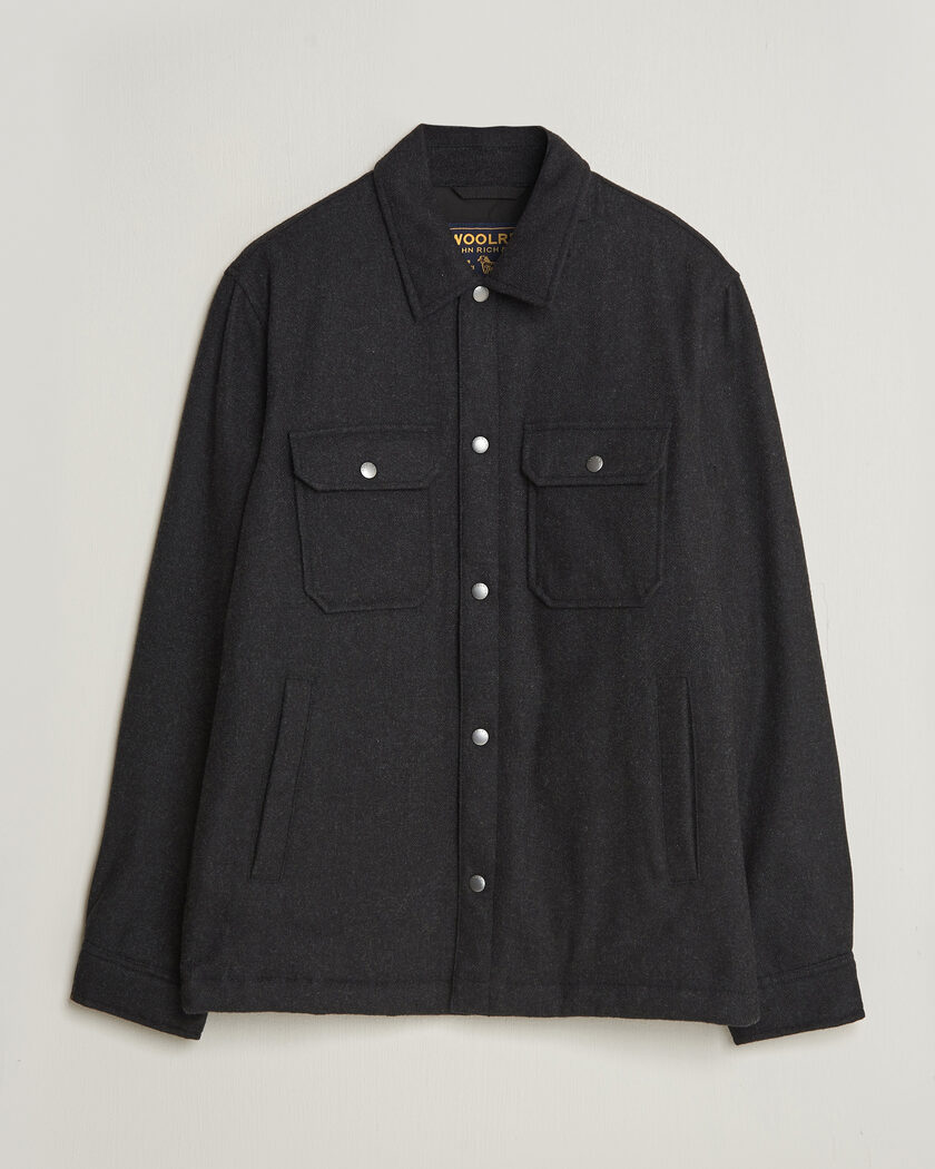 Woolrich Alaskan Wool Light Padded Shirt Jacket Faded Black – Sort