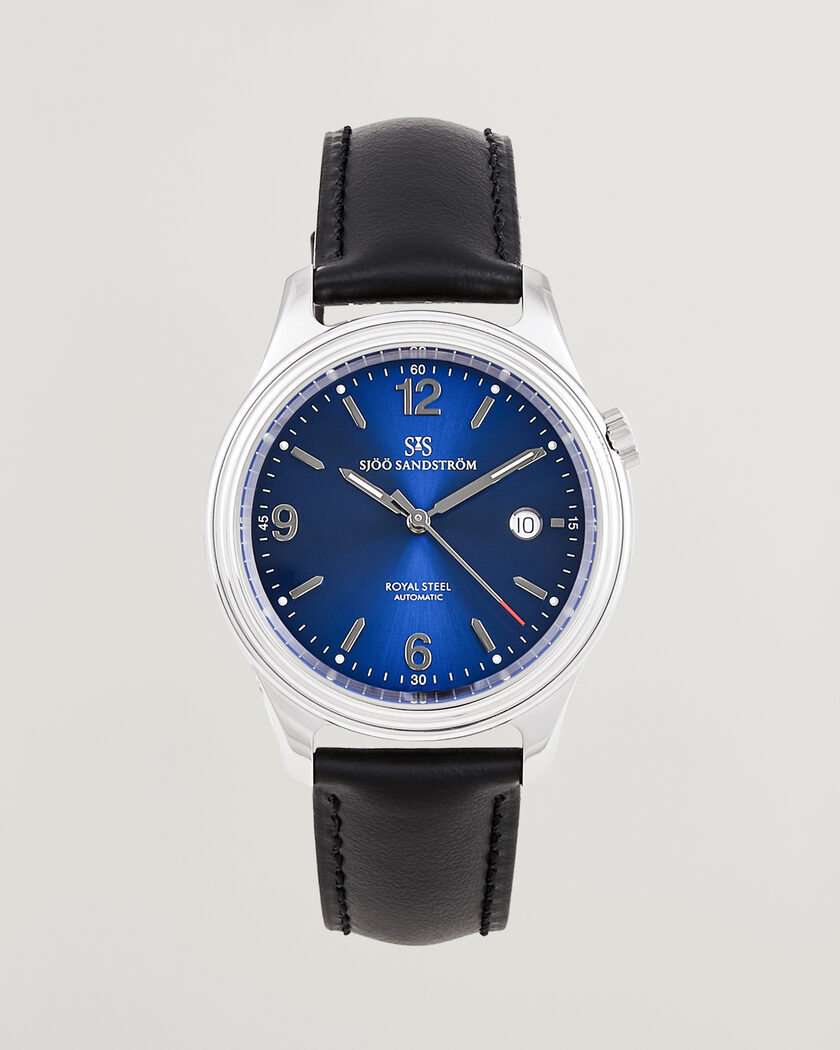 Sjöö Sandström Royal Steel 41mm Black Calf Blue Dial – Blå