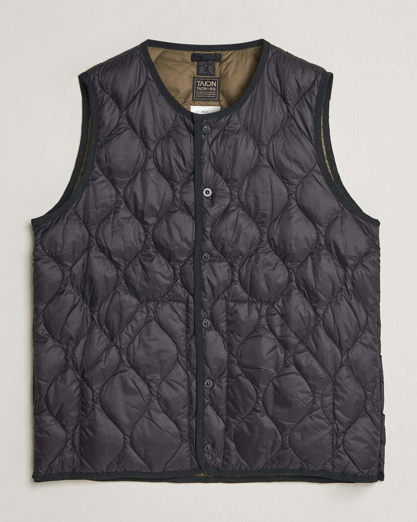 TAION Military Crew Neck Down Vest Black – Sort