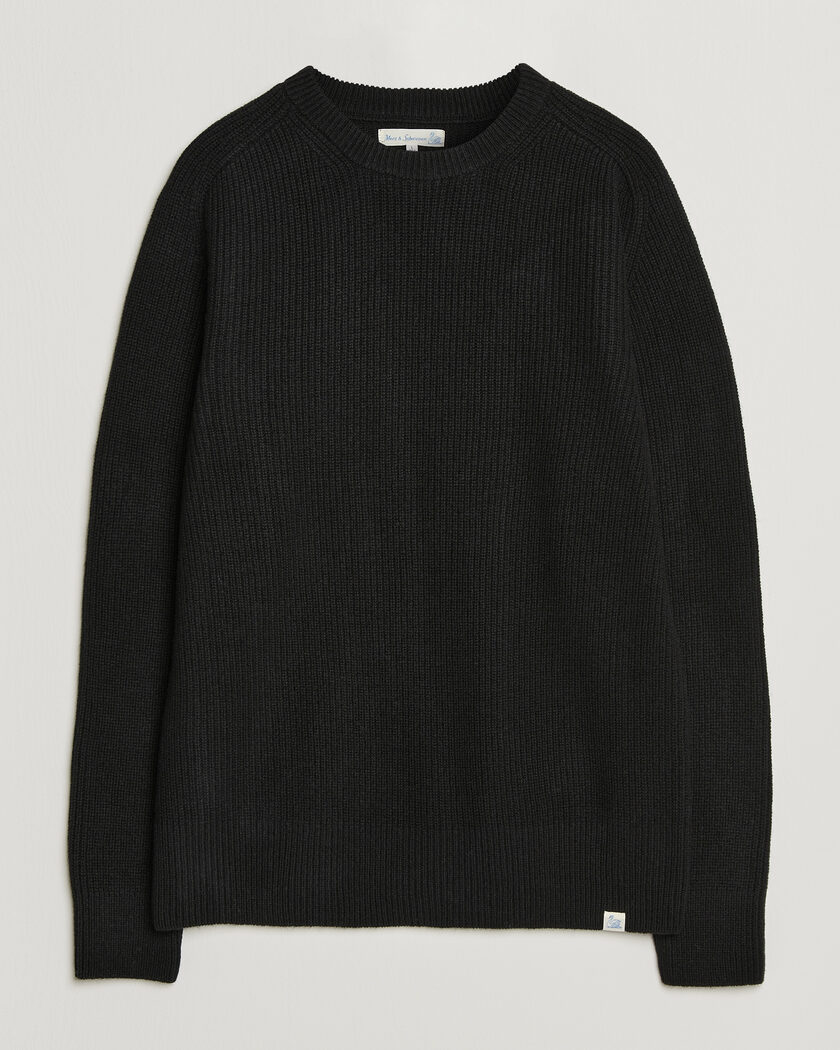 Merz b. Schwanen Merino/Cashmere Knitted Sweater Deep Black – Sort