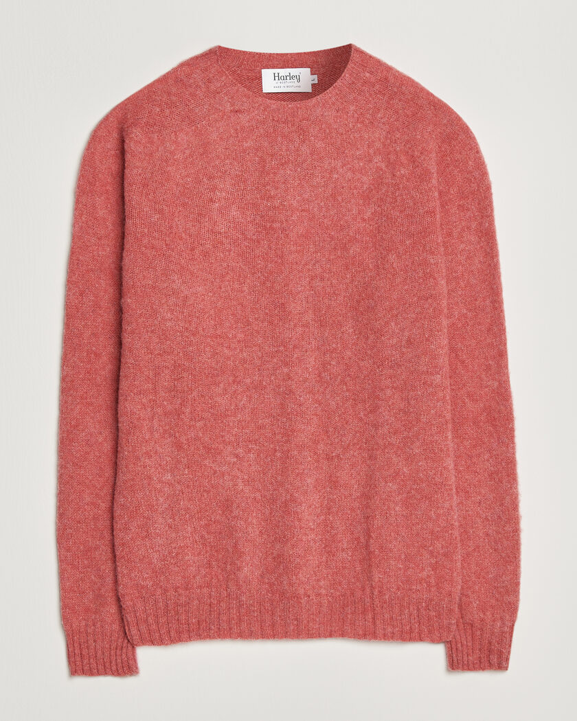 Harley Of Scotland Brushed Supersoft Lambswool Crewneck Tea Rose – Pink