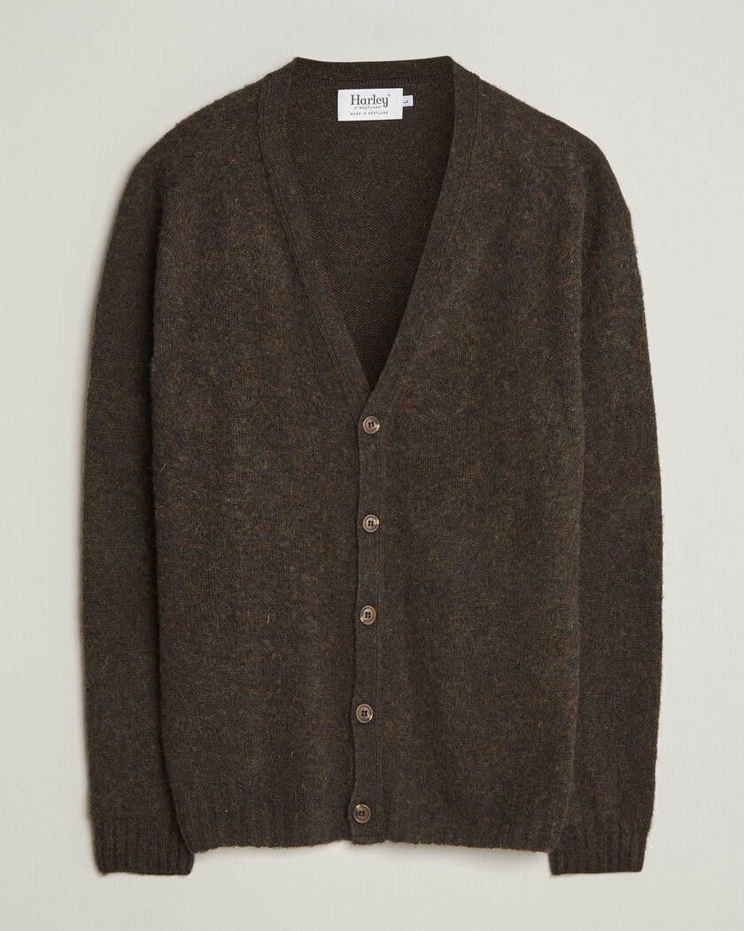 Harley Of Scotland Brushed Supersoft Lambswool Cardigan Carob – Brun