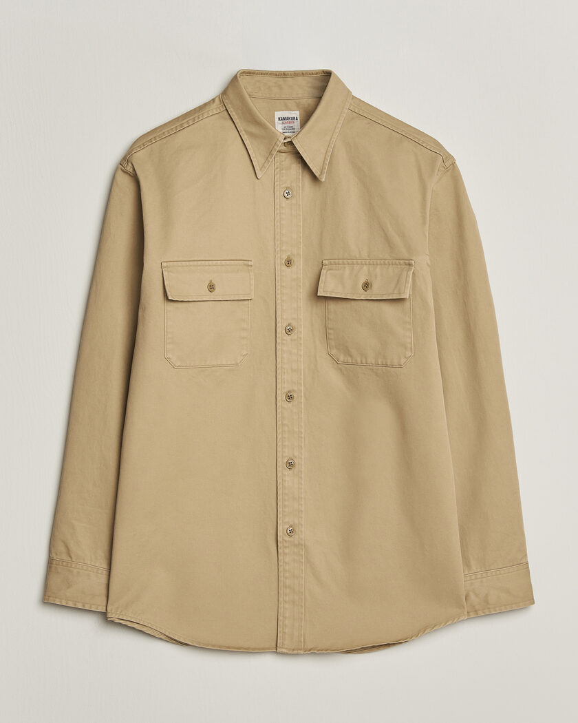 Kamakura Shirts Cotton Twill CPO Overshirt Beige – Beige