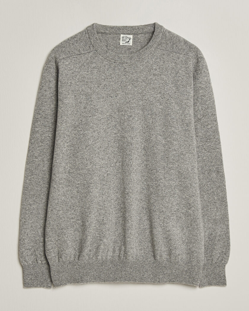 orSlow Simple Crew Neck Sweater Light Grey – Grå
