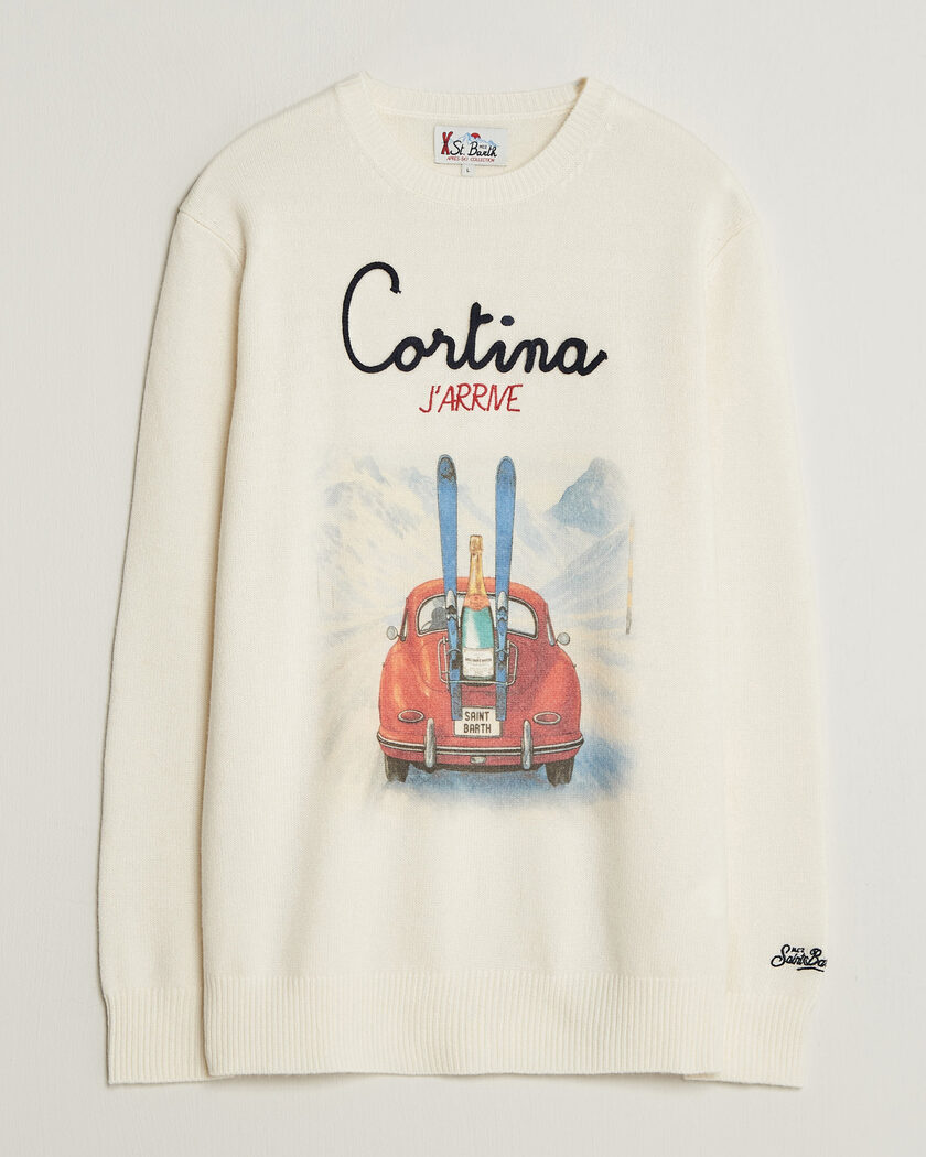 MC2 Saint Barth Heron Printed Sweater Cortina – Hvid