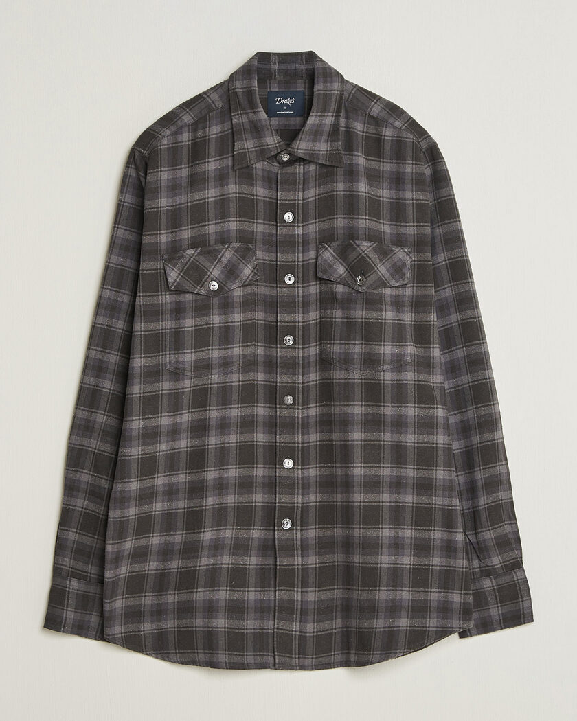 Drake's Cotton/Silk Two Pocket Shirt Grey – Grå