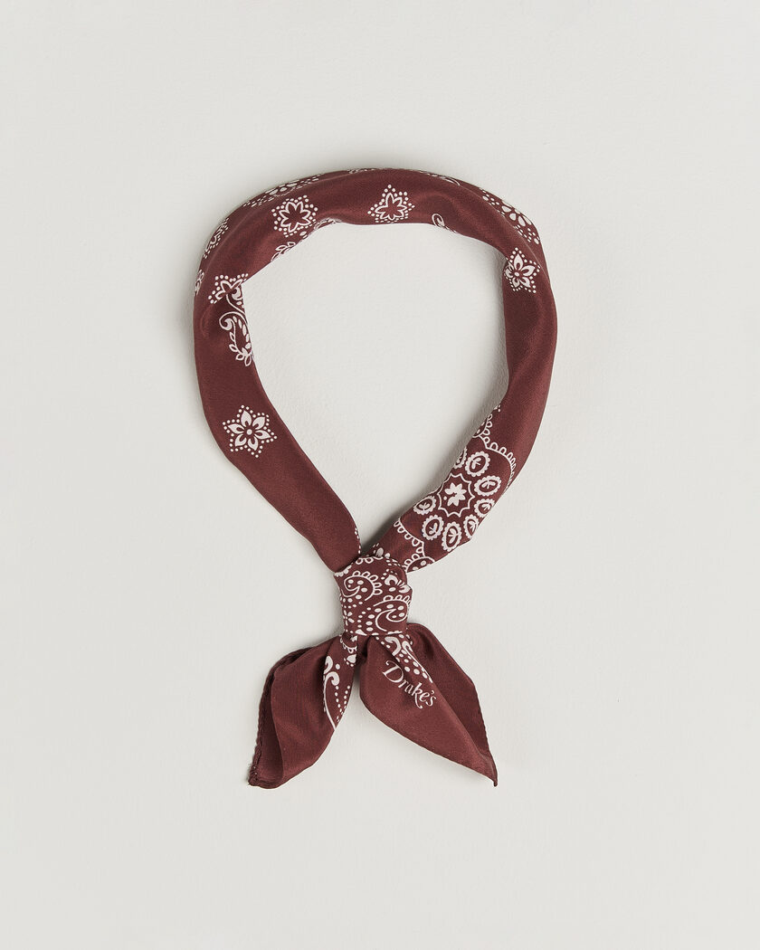 Drake's Traditional Silk Bandana Burgundy – Rød