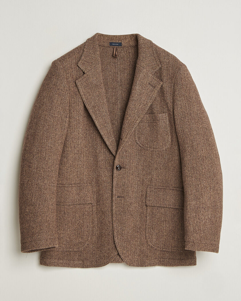 Drake's MKVII Tweed Herringbone Games Blazer Brown – Brun