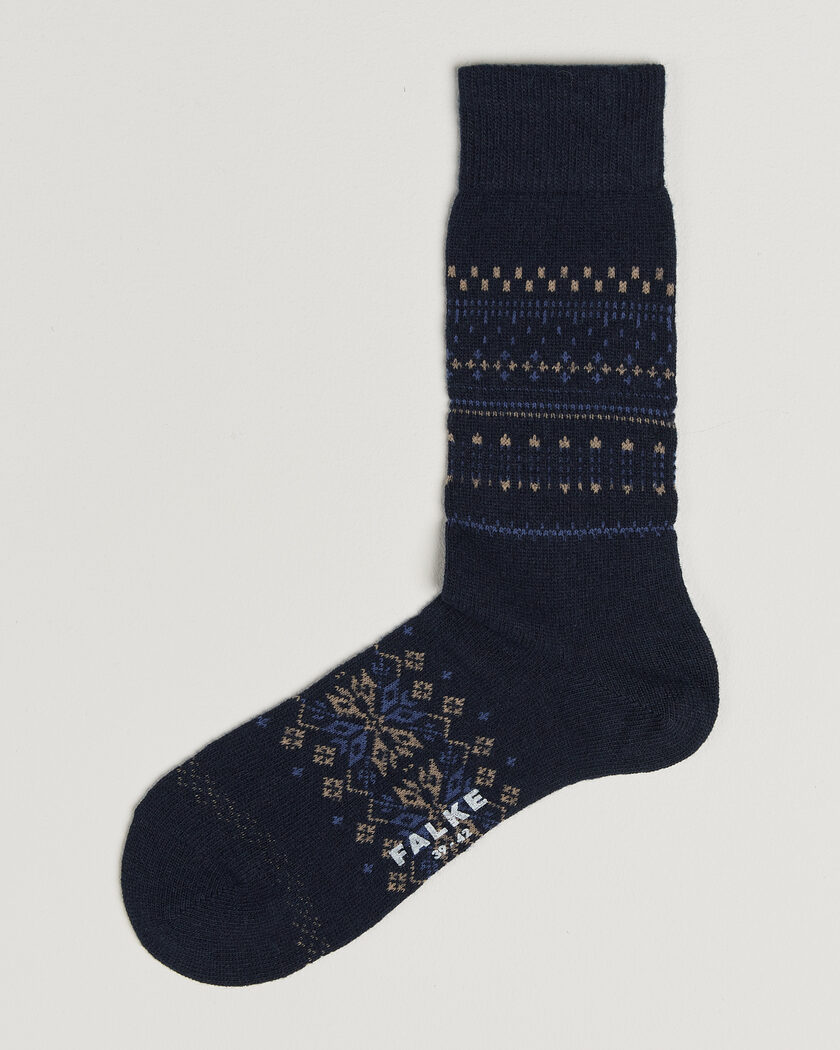 Falke Sky Limit Fairisle Socks Space Blue – Blå